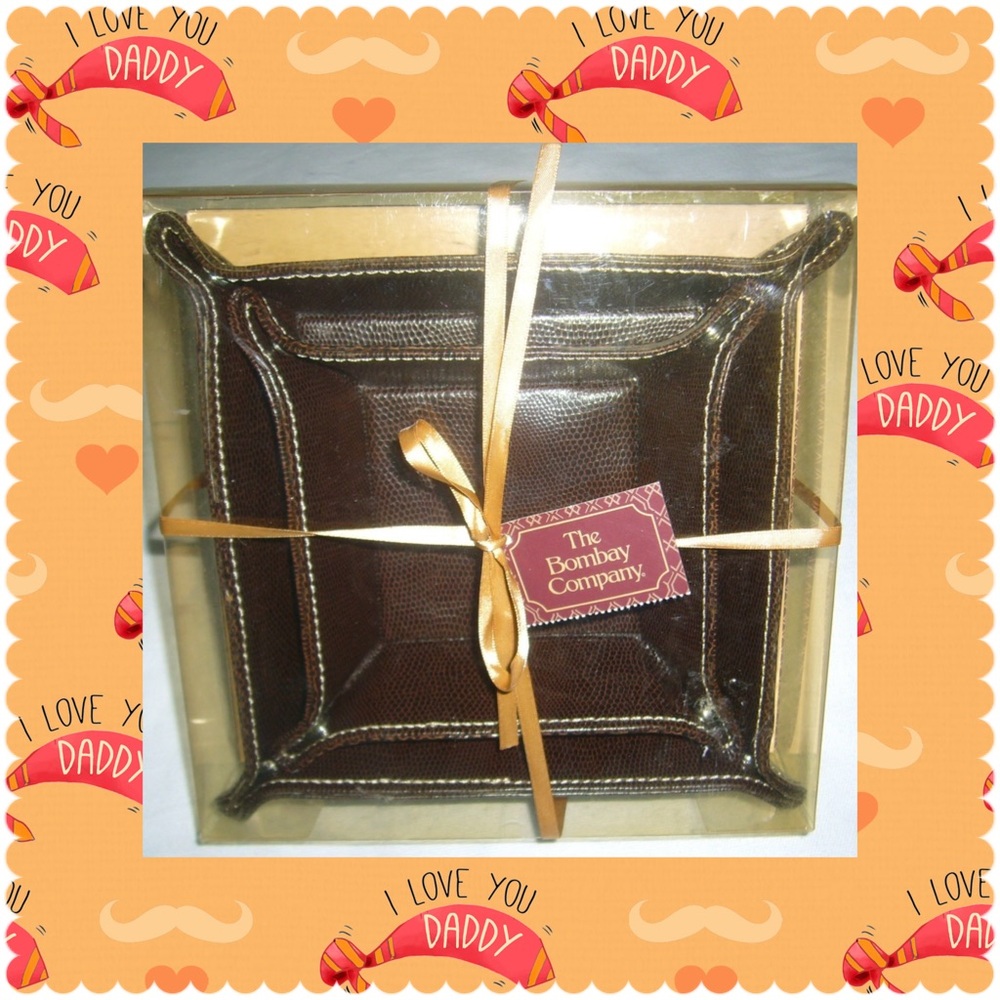 The Bombay Co Set of Two Dresser Coin trays- dark brown nib